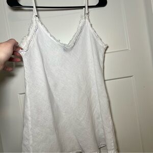 Venti6 Linen Tank Top Women’s White V Neck Size M Made In Italy